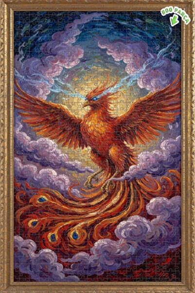 Teona Ahşap لغز خشبي بمظهر لوحة زيتية لطائر العنقاء، لغز خشبي بإطار مزدوج الط...