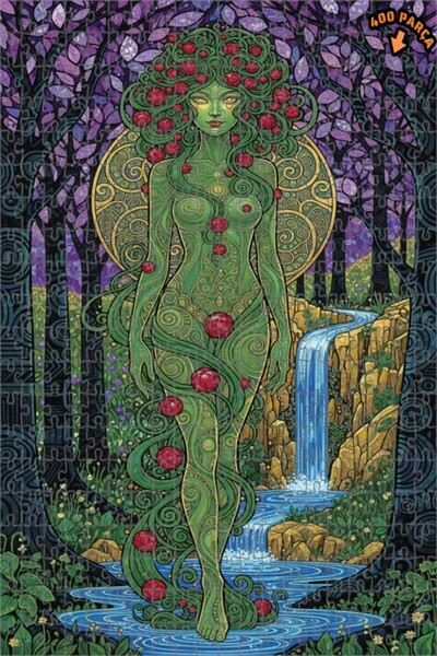 Teona Ahşap لغز خشبي بإطار مزدوج الطبقات بمظهر لوحة مائية لجنية الغابة الخضرا...