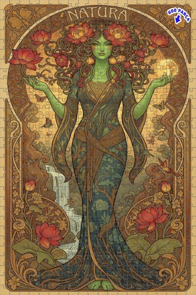 Teona Ahşap لوحة فنية بتصميم آرت نوفو بمظهر الزيت الأساسي للطبيعة، لغز خشبي ب...