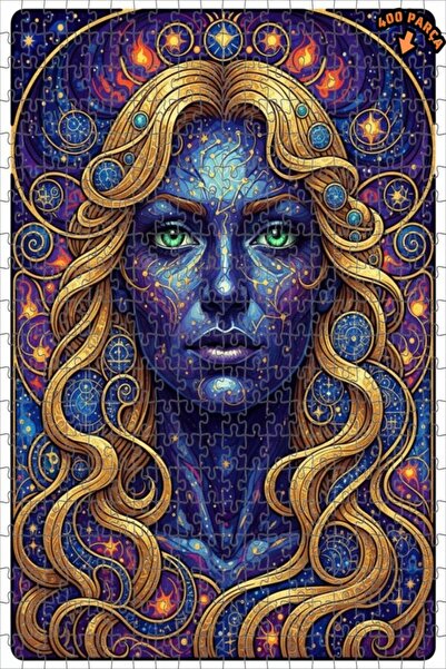 Teona Ahşap لوحة فنية نسائية كونية بمظهر الألوان المائية، لغز خشبي بإطار مزدو...