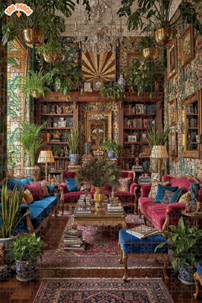 Teona Ahşap Lüks Botanik Salonu Yağlı Boya Görünümlü Çift Katlı Çerçeveli Ahş...