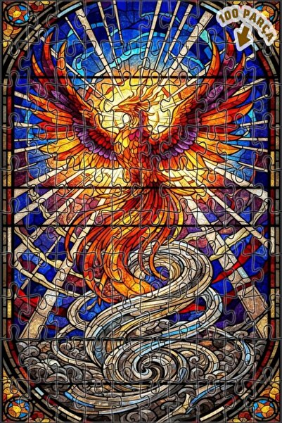 Teona Ahşap لغز خشبي مؤطر بطبقتين بتصميم فني يشبه الزجاج الملون على شكل طائر ...