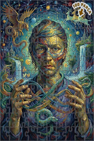 Teona Ahşap لغز خشبي بإطار مزدوج الطبقات بمظهر لوحة زيتية لوجه غامض 100 قطعة ...