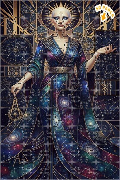 Teona Ahşap Galaxy Woman Oil Painting Look Double Layer Framed Wooden Puzzle ...