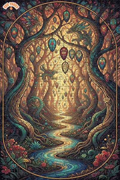 Teona Ahşap لغز خشبي مؤطر بطبقتين من سلسلة التنانين السحرية في الغابة، 500 قط...