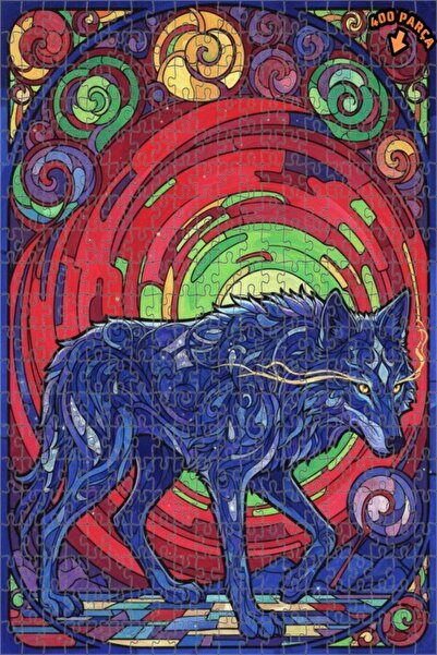 Teona Ahşap لغز خشبي مؤطر بطبقتين بنمط الذئب السحري 400 قطعة 35×35