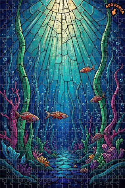 Teona Ahşap لغز خشبي بإطار مزدوج الطبقات من الفسيفساء الزجاجية الملونة لأسماك...