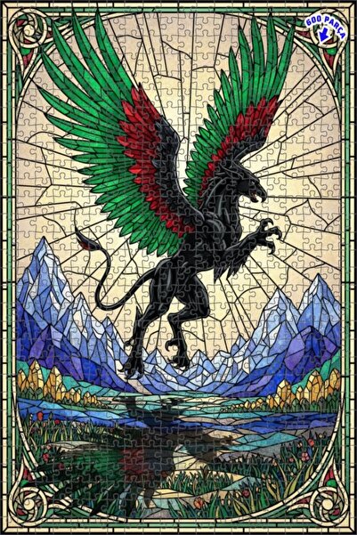 Teona Ahşap لغز خشبي بإطار مزدوج الطبقات من نوع زمرد كانافتلي بلاك غريفين 600...