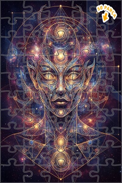 Teona Ahşap لغز خشبي بإطار مزدوج الطبقات بمظهر توضيحي فلكي كوني 50 قطعة 15×25