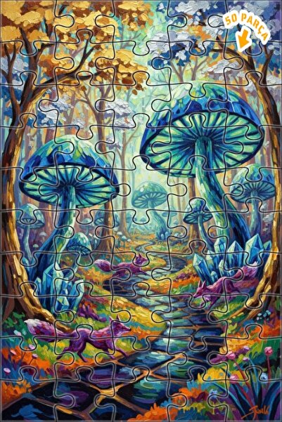 Teona Ahşap لغز فني بمظهر لوحة زيتية لثعالب الغابة الغامضة 50 قطعة 15×25