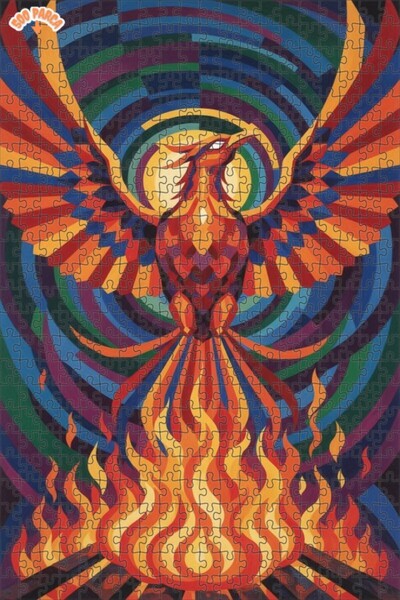 Teona Ahşap Flaming Phoenix Oil Painting Look Modern Art Double Layer Framed ...