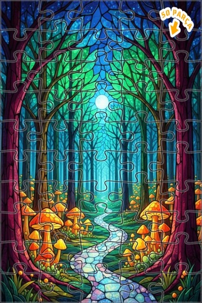 Teona Ahşap لغز خشبي مؤطر بطبقتين من فن الفسيفساء الغابة السحرية 50 قطعة 15x25