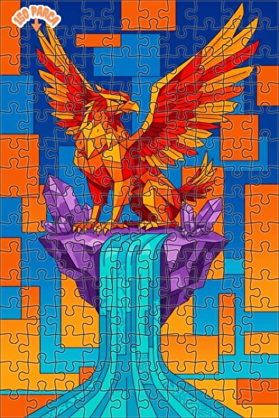 Teona Ahşap Flame Winged Crystal Phoenix Geometric Art Double Layer Framed Wo...