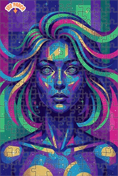 Teona Ahşap لوحة فنية نسائية فضائية بمظهر لوحة زيتية، فن حديث، لوحة خشبية مؤط...