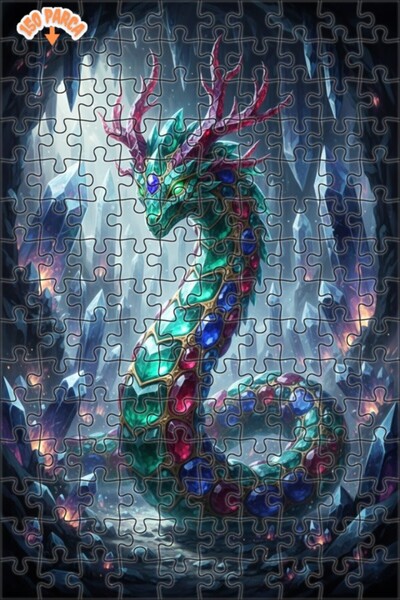 Teona Ahşap 150 قطعة 20x30 بمظهر لوحة زيتية لتنين كريستالي غامض