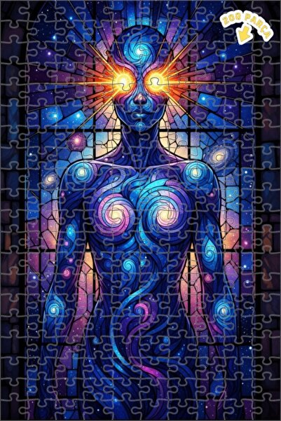 Teona Ahşap لغز خشبي بإطار مزدوج الطبقات من الزجاج الملون بتصميم رؤية إنسانية...