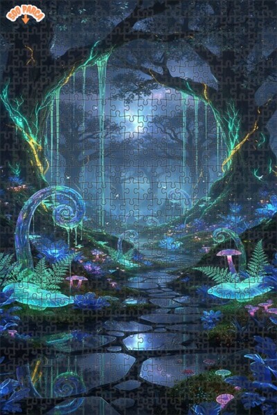 Teona Ahşap لغز خشبي بإطار مزدوج الطبقات بمظهر لوحة زيتية ساحرة للغابة، 500 ق...