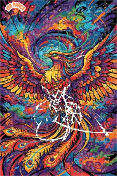 Teona Ahşap Flaming Emerald Phoenix Art Double Layer Framed Wooden Puzzle 150...