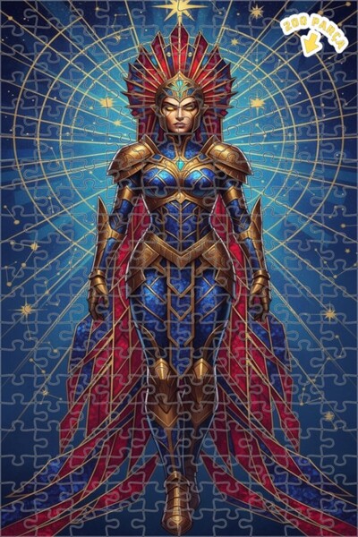 Teona Ahşap لغز خشبي بإطار مزدوج الطبقات بمظهر لوحة زيتية لامرأة محاربة فضائي...