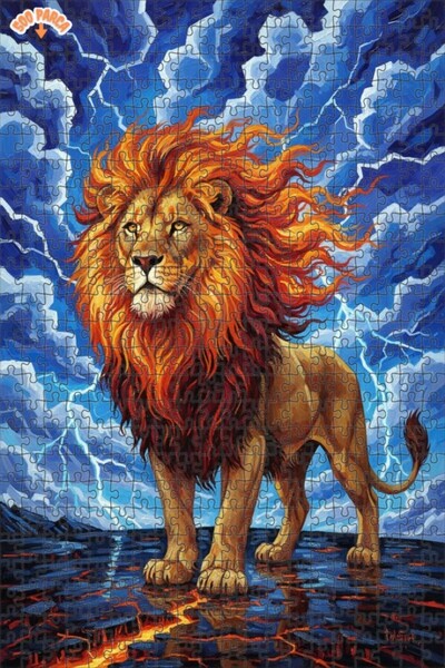 Teona Ahşap لغز خشبي بإطار مزدوج الطبقات بمظهر لوحة زيتية لأسد يزأر، 500 قطعة...