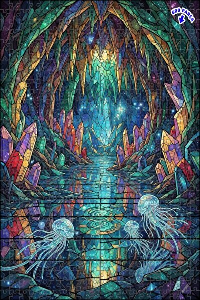 Teona Ahşap لغز خشبي بإطار مزدوج الطبقات بتصميم فني فسيفسائي يشبه كهف الكريست...