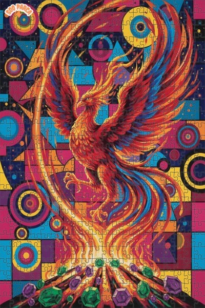 Teona Ahşap لغز فني رائع على شكل طائر الفينيق 500 قطعة 50x30