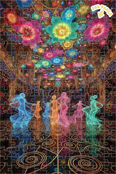 Teona Ahşap لوحة زيتية لمشهد رقص سحري بمظهر عصري، لغز خشبي بإطار من طابقين 20...