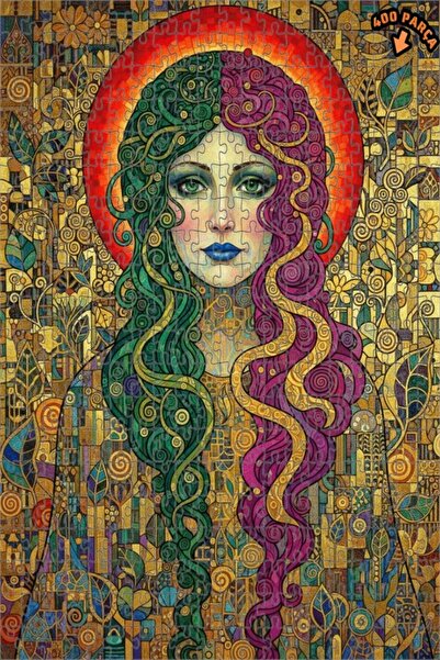 Teona Ahşap لغز خشبي بإطار مزدوج الطبقات بتصميم لوحة زيتية تشبه لوحة كليمت لص...