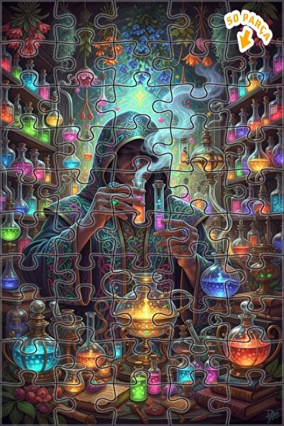 Teona Ahşap لغز فني بمظهر لوحة زيتية لورشة الفيزيائي الغامض، 50 قطعة، 15×25