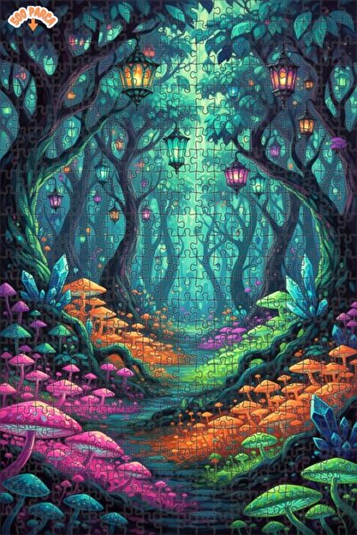 Teona Ahşap ألغاز خشبية مؤطرة بطبقتين بمظهر لوحة زيتية لـ "فوانيس الغابة السح...