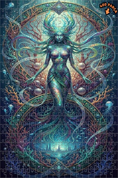 Teona Ahşap لغز خشبي مؤطر بطبقتين من فن حورية البحر 400 قطعة 35x35