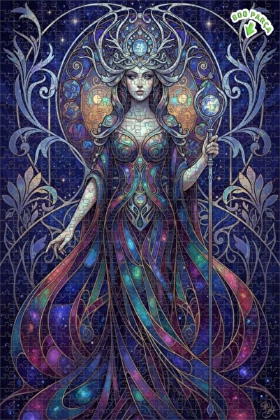 Teona Ahşap لوحة فنية حديثة بمظهر زيتية لملكة سماوية، لغز خشبي بإطار مزدوج ال...