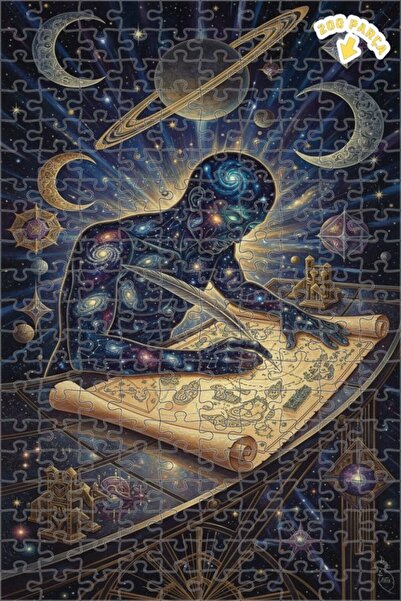 Teona Ahşap لغز خشبي بإطار مزدوج الطبقات بمظهر لوحة زيتية يصور منشئ الكون، 20...