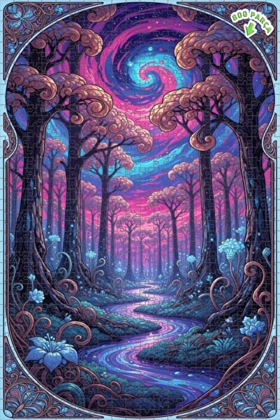 Teona Ahşap لوحة فنية لمشهد نهر الغابة الغامضة بمظهر لوحة زيتية، لغز خشبي بإط...