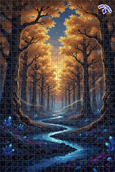 Teona Ahşap لغز خشبي مؤطر بطبقتين بمظهر لوحة زيتية لحوض الغابة السحرية 600 قط...