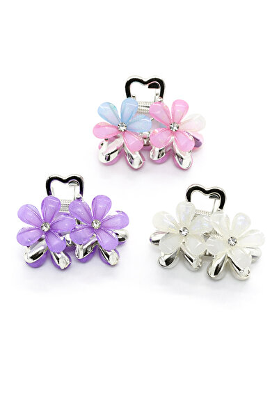 MakeWell مجموعة من 3 مشابك صغيرة الحجم على شكل زهرة ملونة