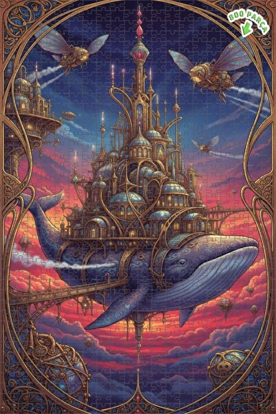 Teona Ahşap لغز خشبي بإطار مزدوج الطبقات على شكل قلعة الحوت الطائر 800 قطعة 7...