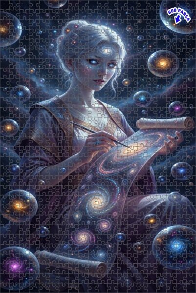 Teona Ahşap لوحة فنية للكون، لغز خشبي بإطار مزدوج الطبقات، 600 قطعة، 50×35