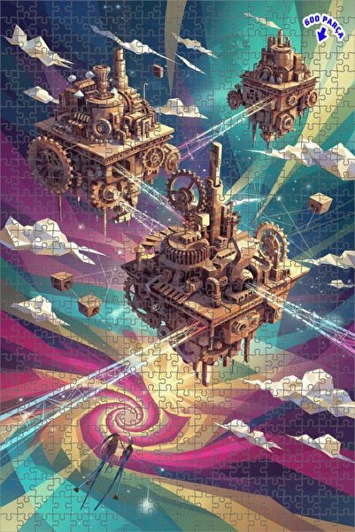 Teona Ahşap لغز خشبي بإطار مزدوج الطبقات من ستيمبانك تاورز 600 قطعة 50x35