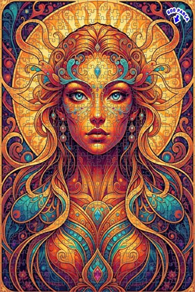 Teona Ahşap لغز خشبي فني بمظهر لوحة زيتية لإلهة الشمس السحرية 600 قطعة 50×35