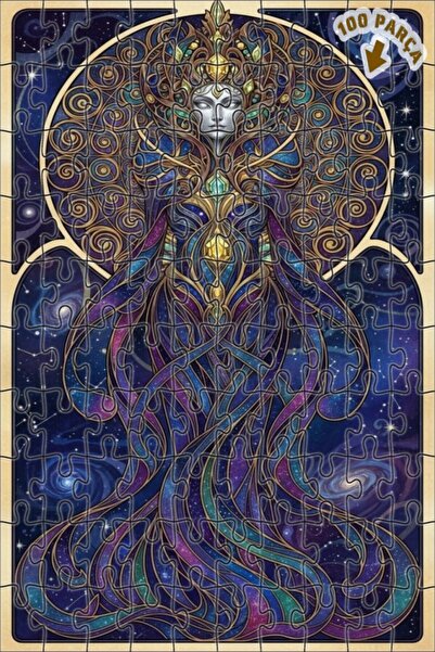 Teona Ahşap لغز خشبي بإطار مزدوج الطبقة مطبوع عليه فن الملكة الكونية 100 قطعة...