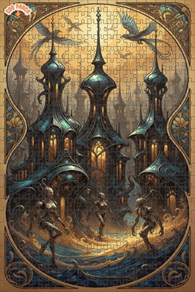 Teona Ahşap City of the Future Full of Fantastic Creatures Oil Painting Look ...