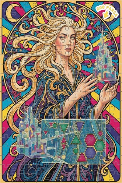 Teona Ahşap لغز خشبي مؤطر بطبقتين بمظهر لوحة زيتية لمرأة مهندسة معمارية في ال...