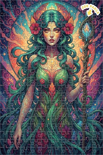 Teona Ahşap لغز خشبي مؤطر بطبقتين بمظهر لوحة زيتية للإلهة الأم السحرية، 200 ق...