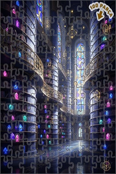 Teona Ahşap لغز خشبي مؤطر بطبقتين من مكتبة السحر الفنية الخيالية 100 قطعة 25x25