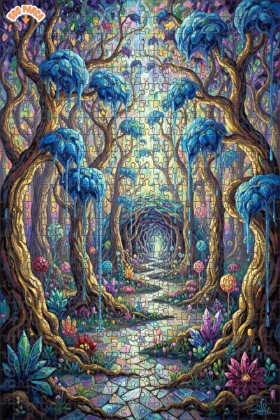 Teona Ahşap لغز خشبي بمظهر لوحة زيتية لطريق الغابة الغامضة 500 قطعة 50×30