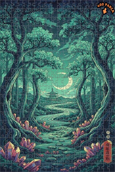 Teona Ahşap لوحة زيتية منقوشة بنمط الطريق الكريستالي في الغابة السحرية، لغز خ...