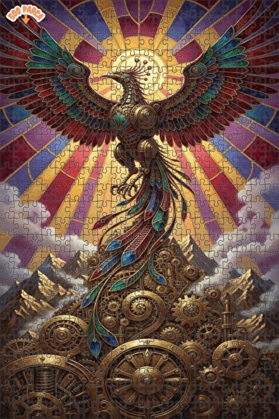 Teona Ahşap لغز خشبي ميكانيكي على شكل طائر الفينيق بتصميم فني يشبه اللوحات ال...