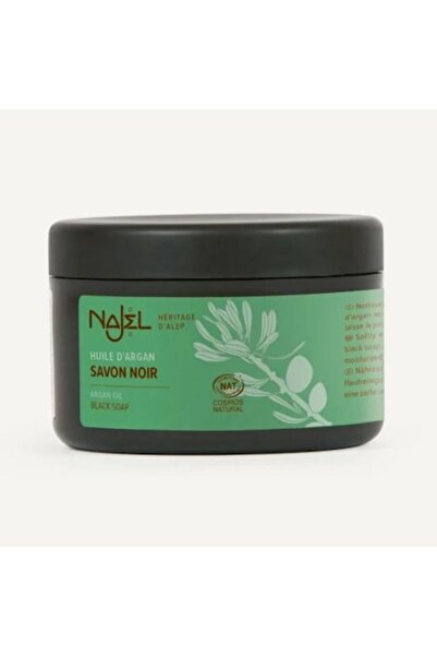 NAJEL Săpun exfoliant negru de Alep cu ulei de argan, fără parfum, 180g -