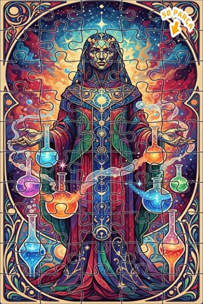 Teona Ahşap لوحة فنية سحرية بتصميم الكيميائي، لغز خشبي بإطار ذو طبقتين بمظهر ...